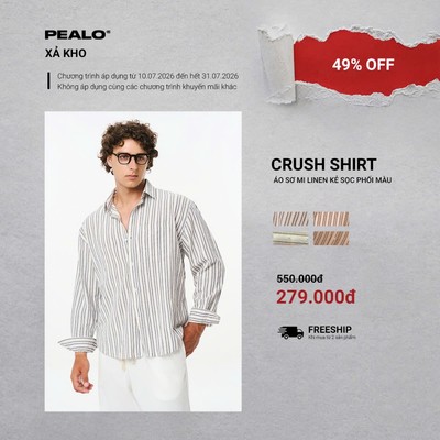 Áo sơ mi nam Linen kẻ sọc phối màu đặc biệt PEALO form relax SPT2