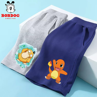 Quần đùi bé trai BOBDOG cạp chun co dãn chất liệu da cá mềm mịn in hình Pokemon cho bé