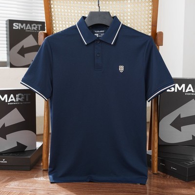 Áo polo nam SMART SIGNATURE POLO TORANO trơn bo kẻ ngắn tay, form chuẩn HSTP904