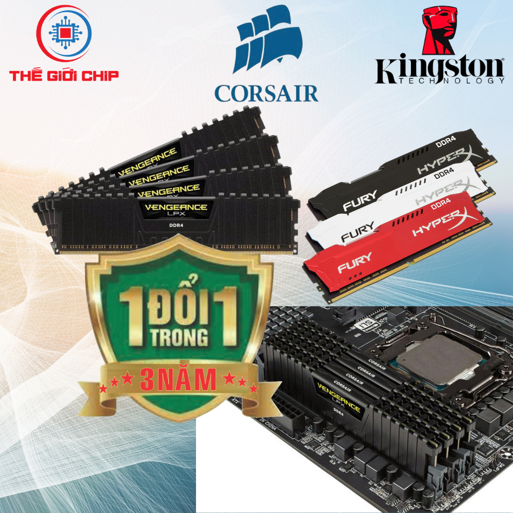 RAM PC 8GB 2666MHz DDR4 KINGSTON FURY*CORSAIR Vengeance LPX 8GB/3200 (tản nhiệt) I like new Box Bảo 