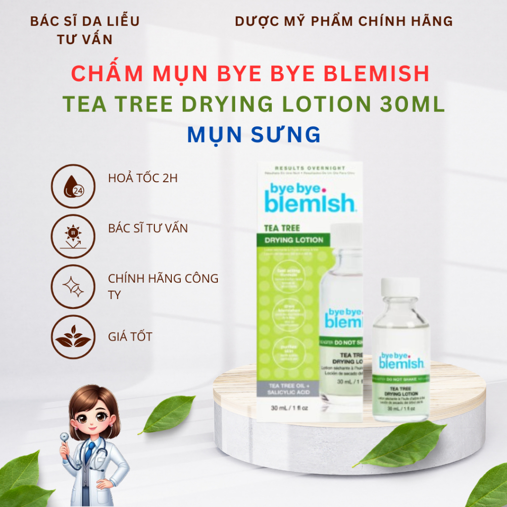 [30mL] Chấm mụn Bye Bye Blemish Tea Tree Drying Lotion