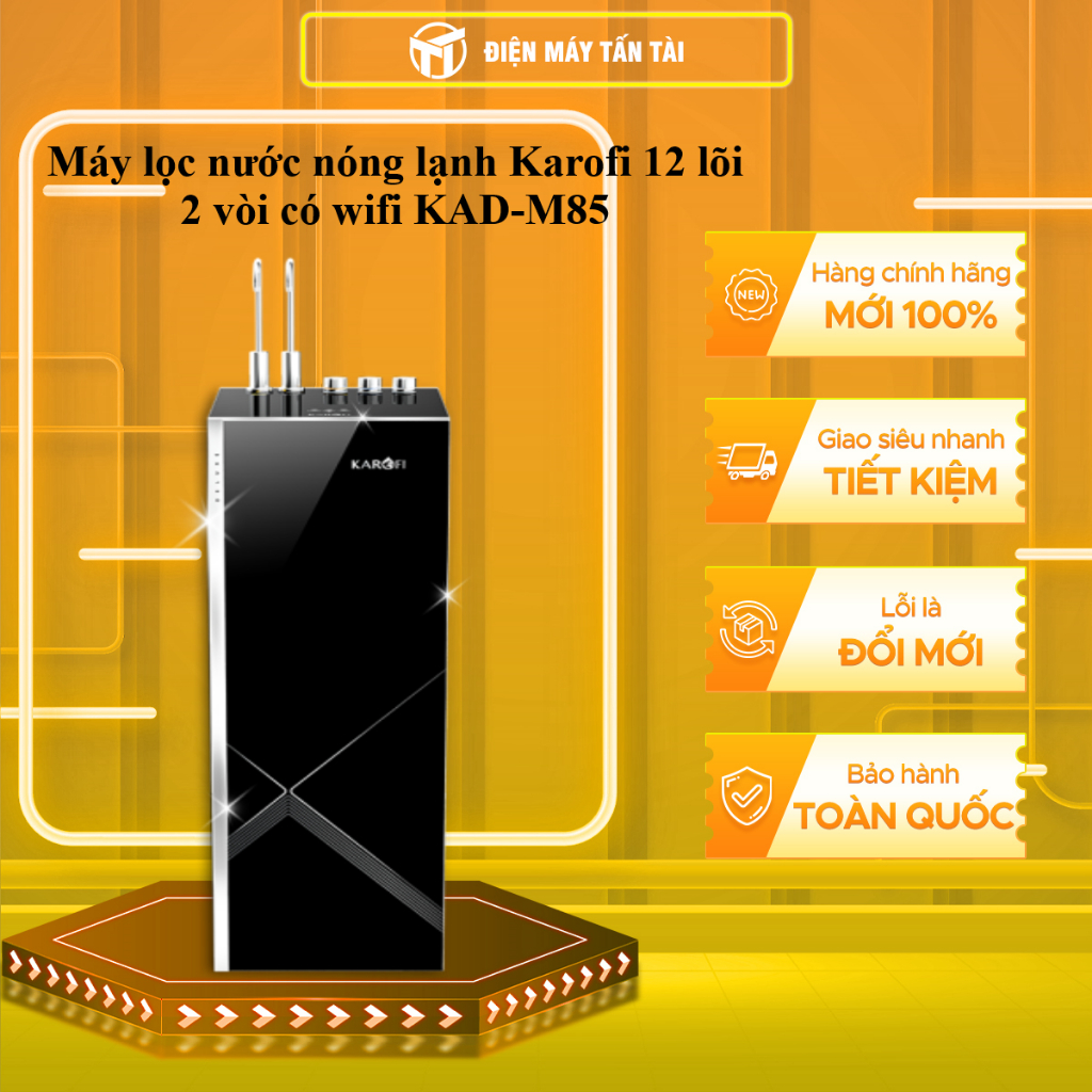 (HCM) - KAD-M85 - Máy lọc nước nóng lạnh Karofi 12 lõi 2 vòi có wifi KAD-M85