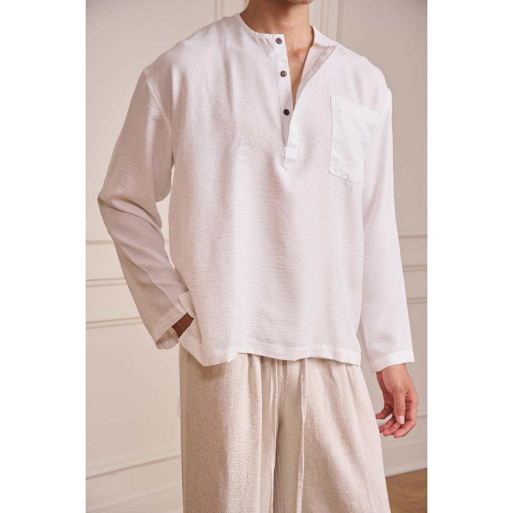 Áo Thun Nam B Brown Dài Tay Có Cúc Cổ Vải Đũi Form Relax Thoáng Mát – Relaxed Long Sleeve T-Shirt B 