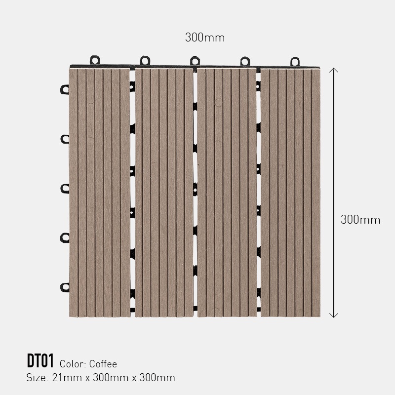 Awood Vỉ Gỗ Nhựa Lót Sàn Ban Công Cốt Composite Chống Nước Màu Coffee 300x300x21mm