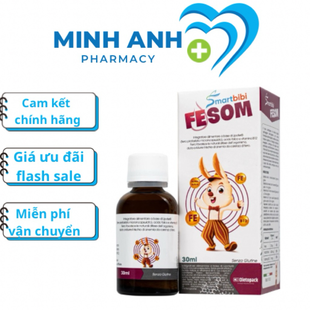 Siro Bổ Sung Sắt Smartbibi Fesom Cải Thiện Tình Trạng Thiếu máu Cho Bé Chai 30ml-sieuthimevabe