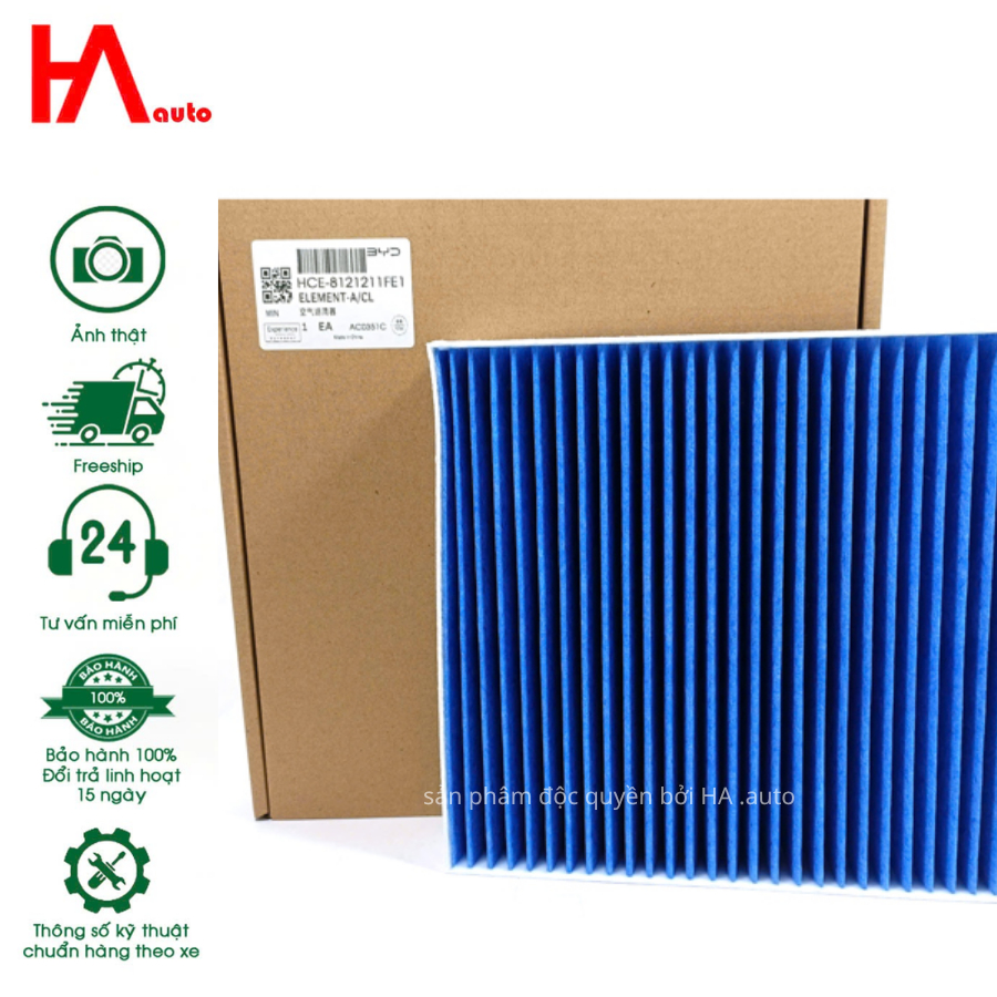 Lọc gió điều hòa  BYD Han DM-i 22+, Han EV 20+ ( kháng khuẩn ). Mã HCE-8121211FE1