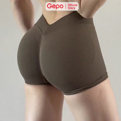 GEPO Quần Short Gym Yoga Nữ Cạp Chữ V Sau Lưng Co Giãn Nâng Mông Tôn Dáng Tập Gym GP134