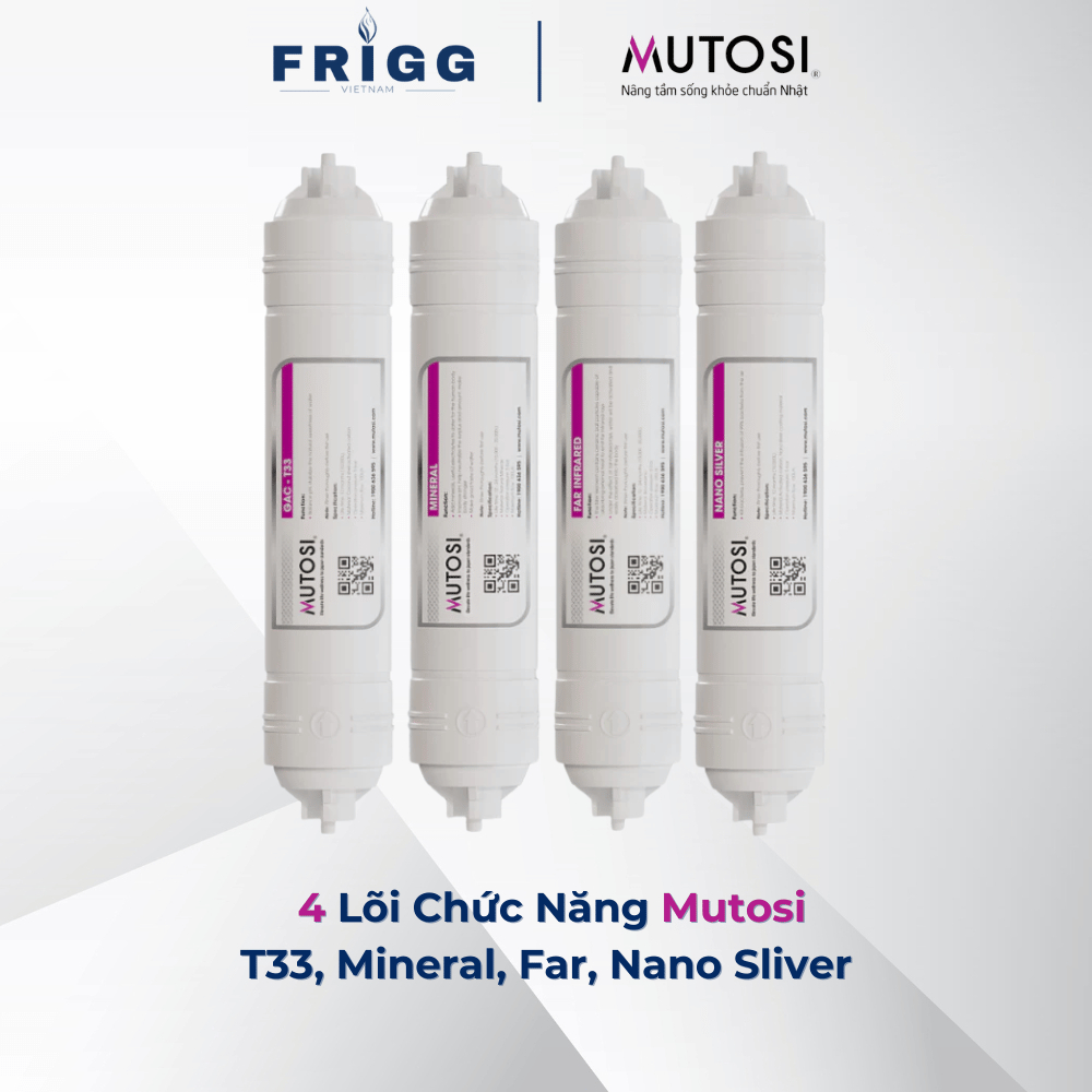 Combo 4 lõi chức năng 5678 Mutosi (T33, Mineral, Far, Nano Silver) Mutosi, dùng cho máy lọc Mutosi
