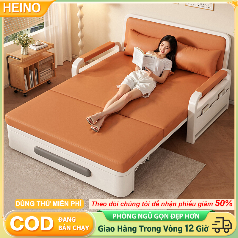HEINO Giường Sofa Gấp Gọn Đa Năng Tích Hợp Hộp Lưu Trữ Và Đệm Riêng Phù Hợp Phòng Khách Nhỏ