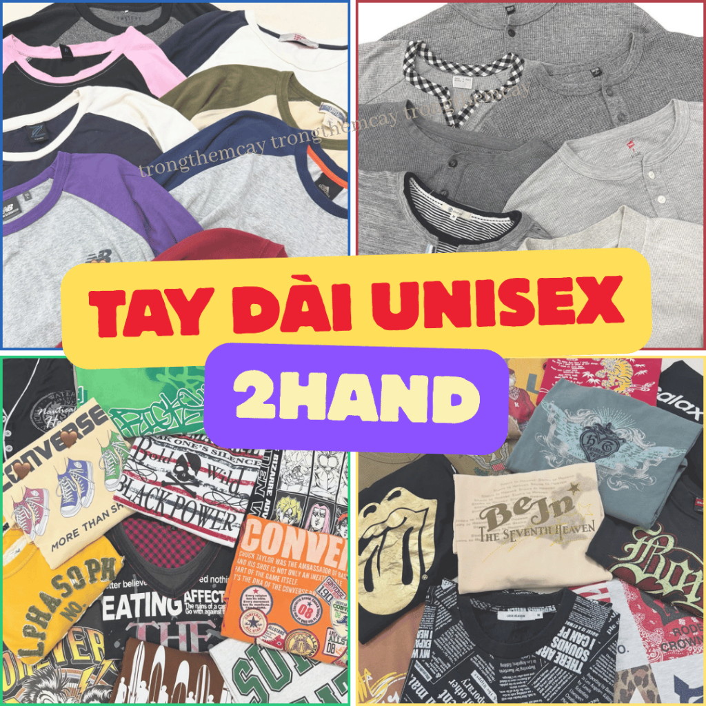 [Drop 10/07] Áo thun tay dài 2HAND unisex, waffle, double layer, trơn, họa tiết, túi