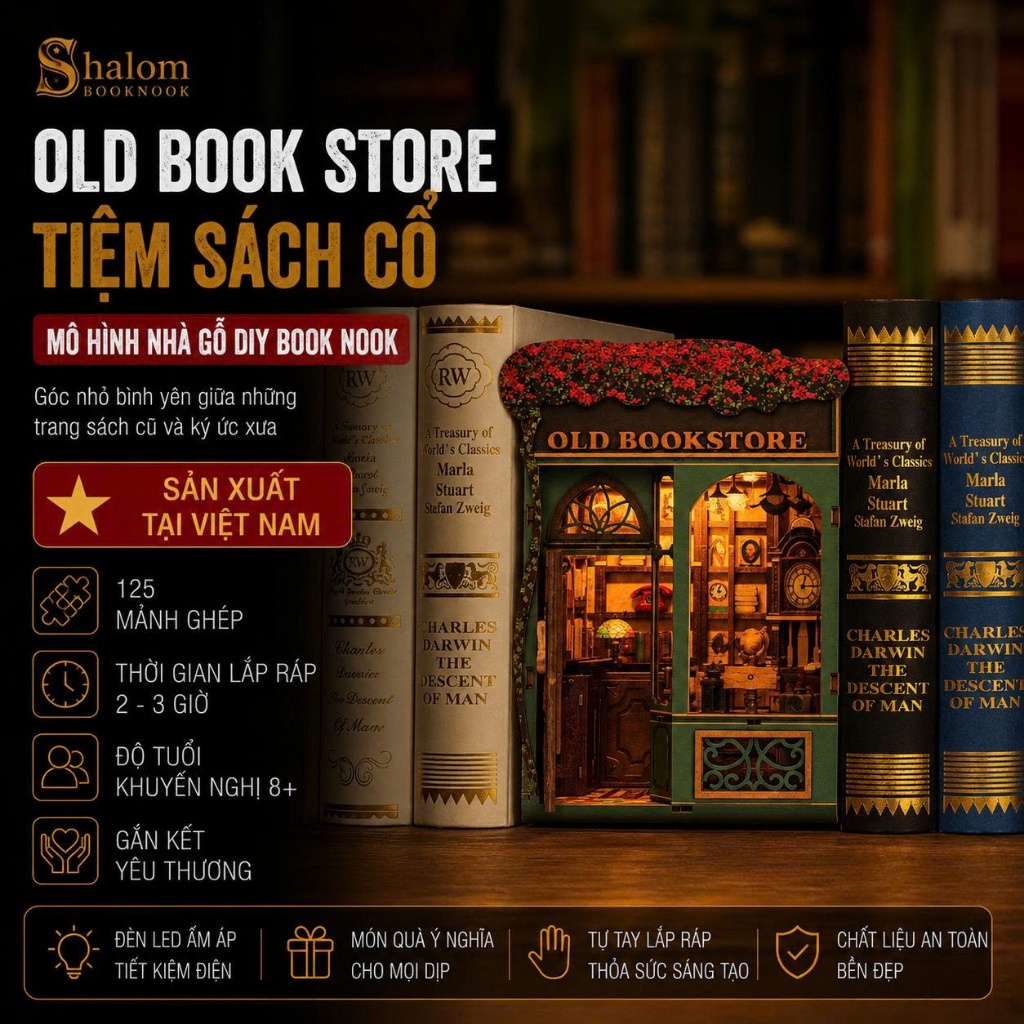 Mô hình Halom booknook Old Bookstore