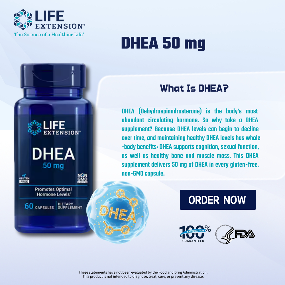 Life Extension DHEA 50mg 60 Viên Nang Original Chính Hãng USA