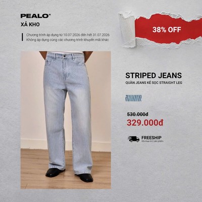 Quần Jean Ống Suông PEALO Kẻ Sọc Form Straight Leg SPT2