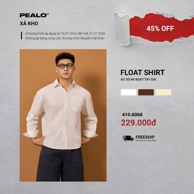 Áo Sơ Mi Trơn Dáng Boxy Tay Dài PEALO SS25 Chất Liệu Cao Cấp SPT4