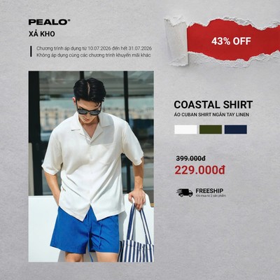 Áo cuban shirt ngắn tay PEALO chất liệu Linen cao cấp SPT2