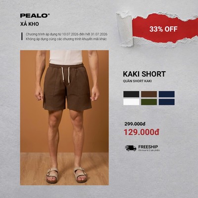 Quần short Kaki PEALO Nam Cao Cấp form ngắn túi hộp ống quần rộng SPT2