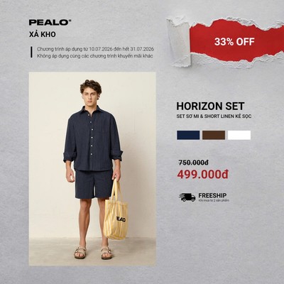 Set sơ mi linen kẻ sọc PEALO thoáng mát giảm nhăn mềm mại và thấm hút tốt SPT2