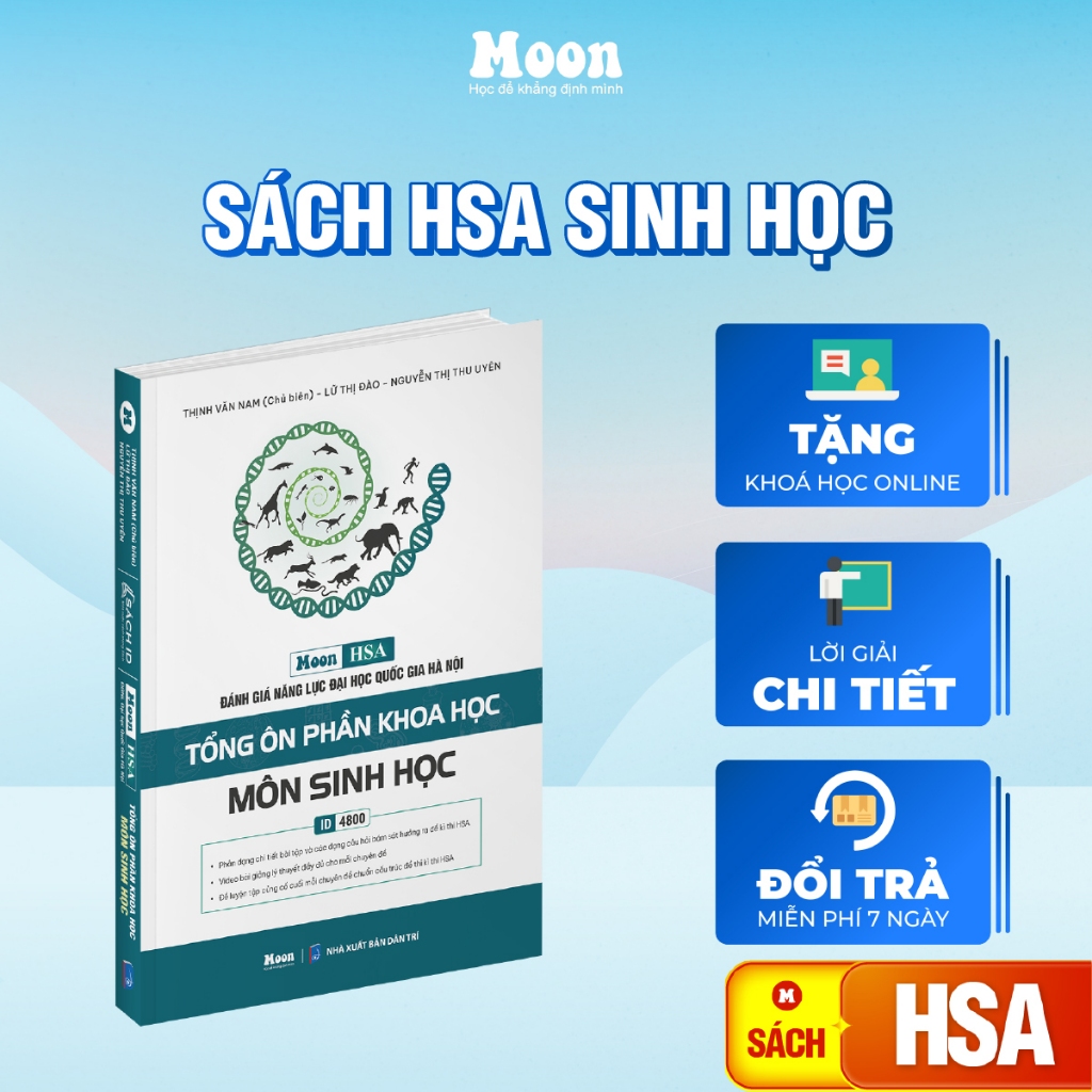 [HSA 2025] Sách ôn thi đánh giá năng lực Hà Nội Tổng ôn phần Khoa Học - môn Sinh Học - Moonbook