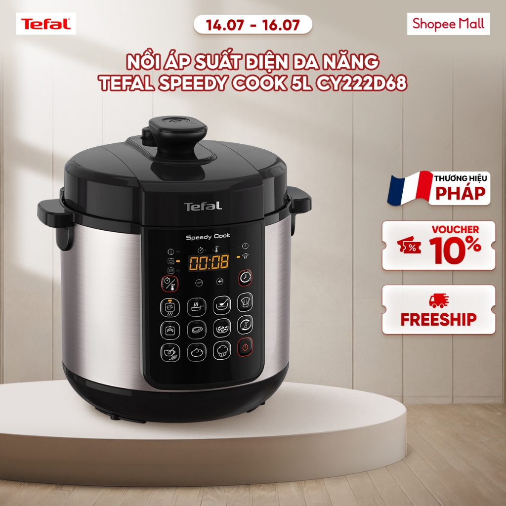 [Mã ELBSJBP06 giảm 12% đơn 500K] Nồi áp suất điện đa năng Tefal Speedy Cook 5L CY222D68