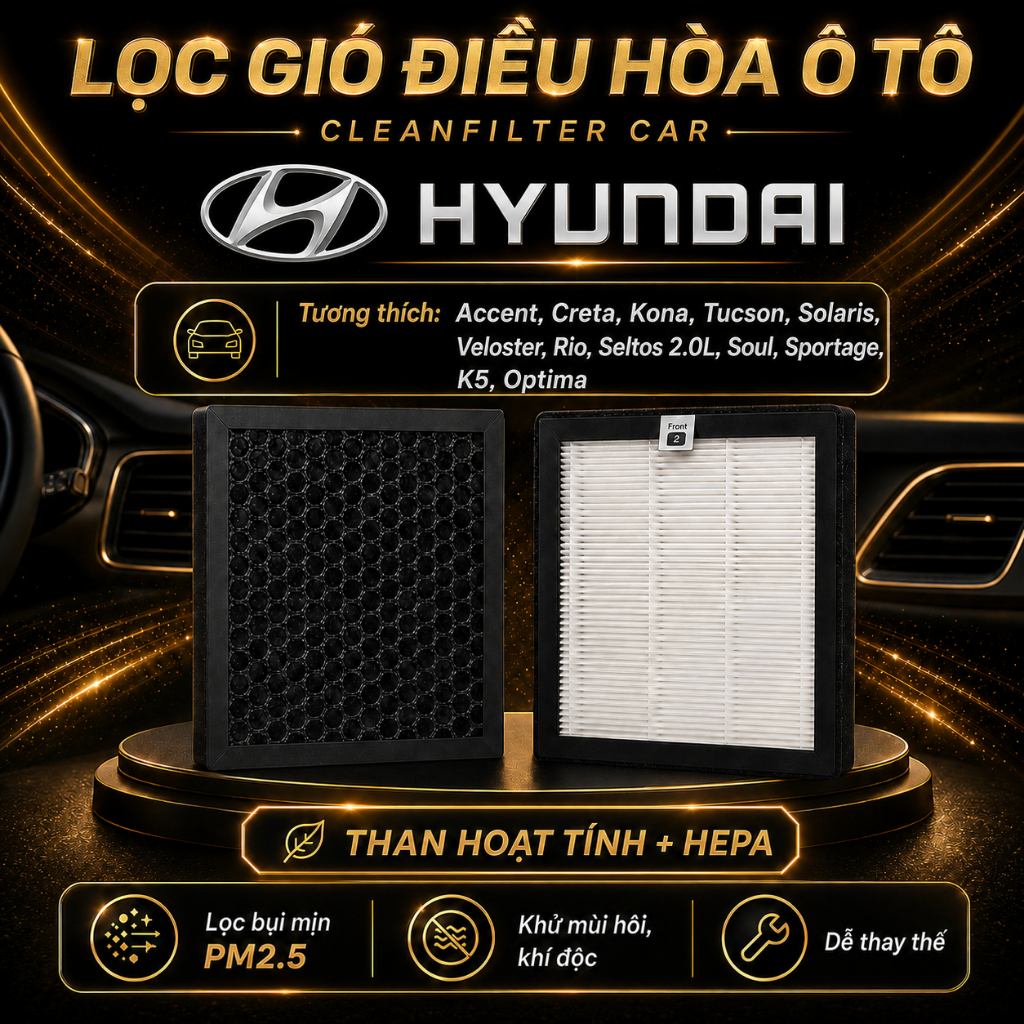Lọc gió điều hòa Hyundai Tucson , Accent , Kona , Venue , Sonet Mã SP: 97133-D1000 / 97133-D3000