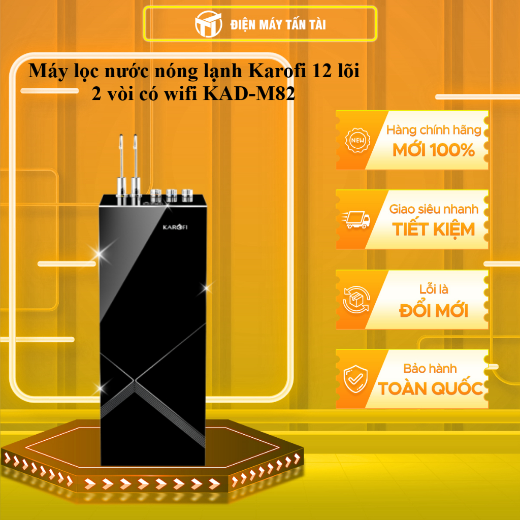 (HCM) - KAD-M82 - Máy lọc nước nóng lạnh Karofi 12 lõi 2 vòi có wifi KAD-M82