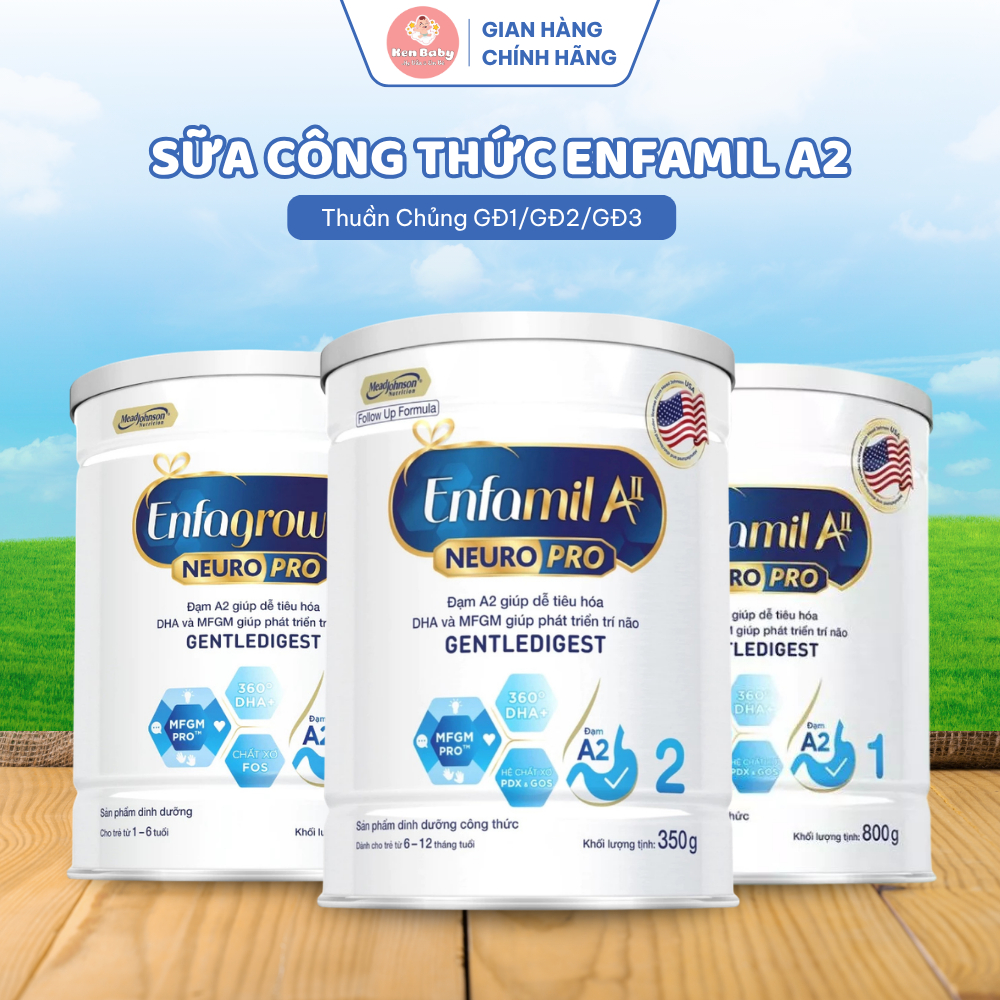 Sữa Bột Enfamil Enfa A2 NeuroPro Mỹ 350G 800G Số 1 2 3 Dành Cho Trẻ Nhiều Giai Đoạn