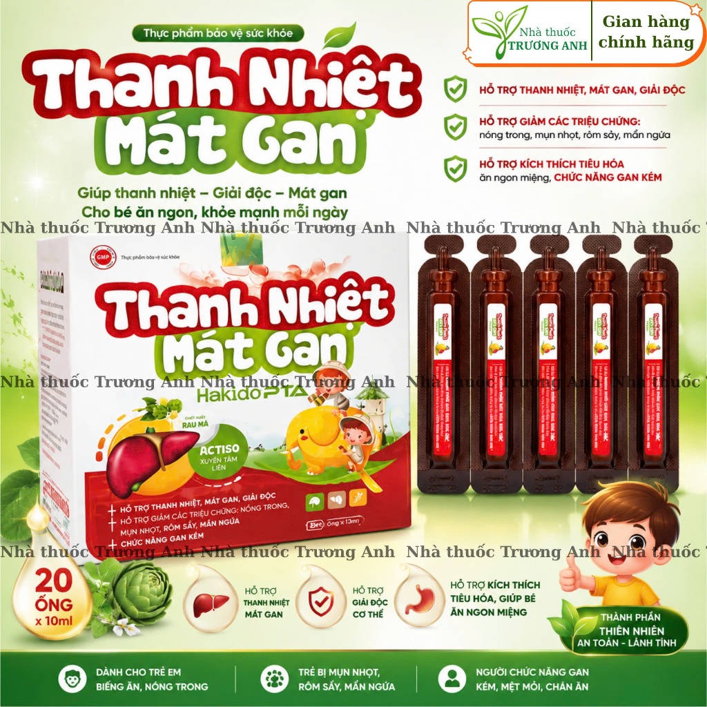 Thanh nhiệt Mát gan Hakido PTA Mát Gan Atiso Thanh nhiệt giải độc, mát gan, lợi tiểu bị mẩn ngứa, mà