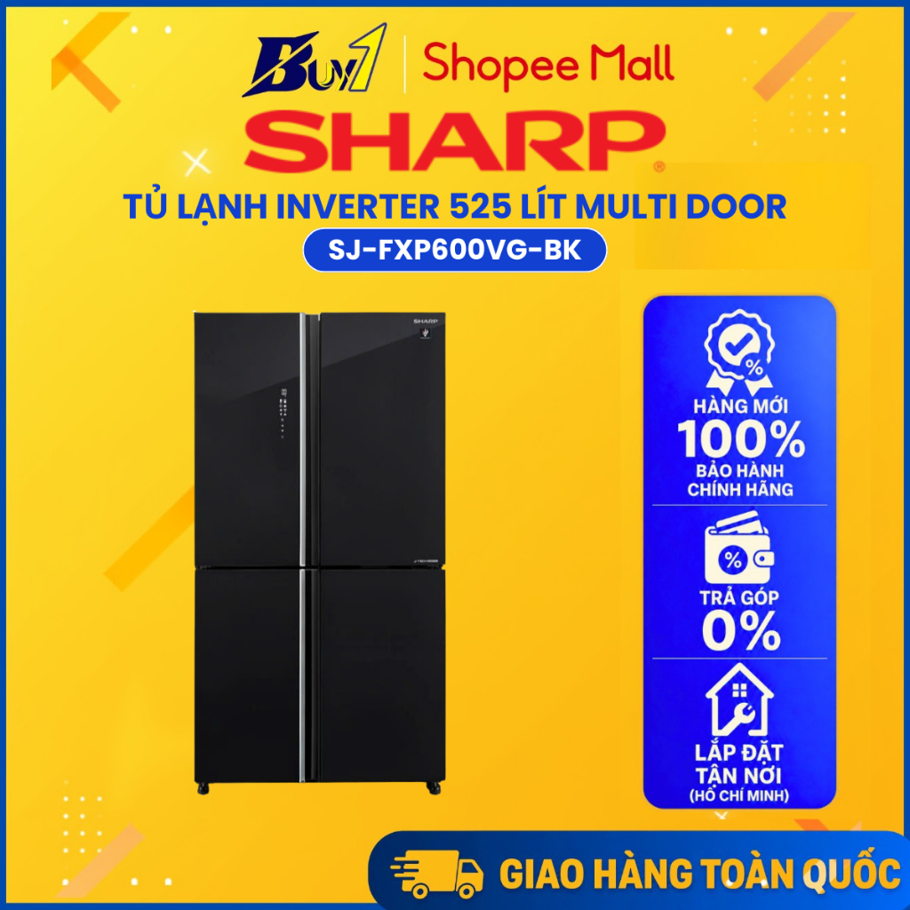 SJ-FXP600VG-BK - Tủ lạnh Sharp Inverter 525 lít SJ-FXP600VG-BK - Hàng chính hãng