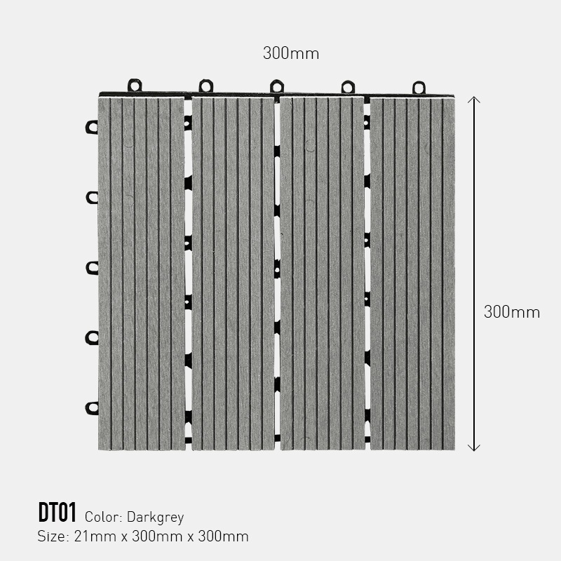 Awood Vỉ Gỗ Nhựa Ghép Chất Liệu Composite Siêu Bền Màu Xám Đen Darkgrey 300x300mm