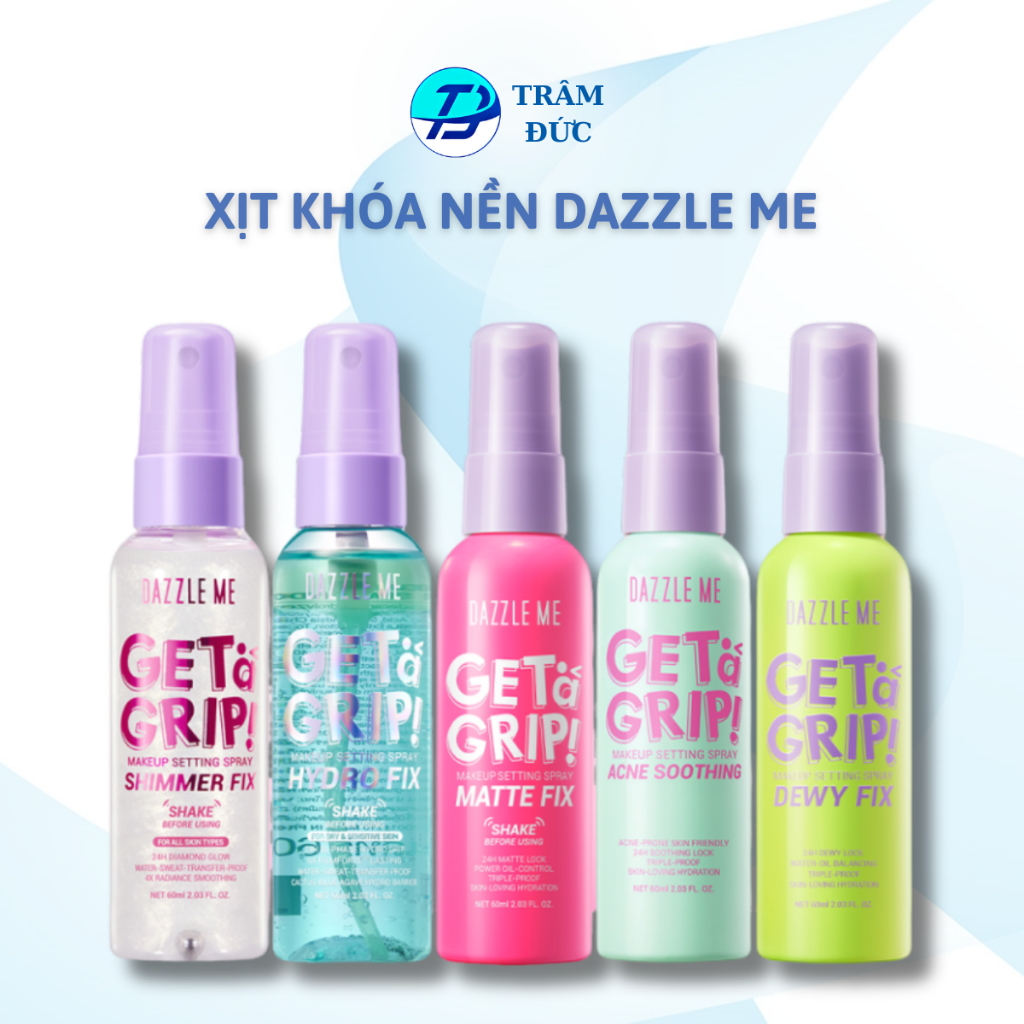 DAZZLE ME Xịt khóa Get a Grip Makeup Setting Spray trang điểm kiểm soát giữ nền 60ml