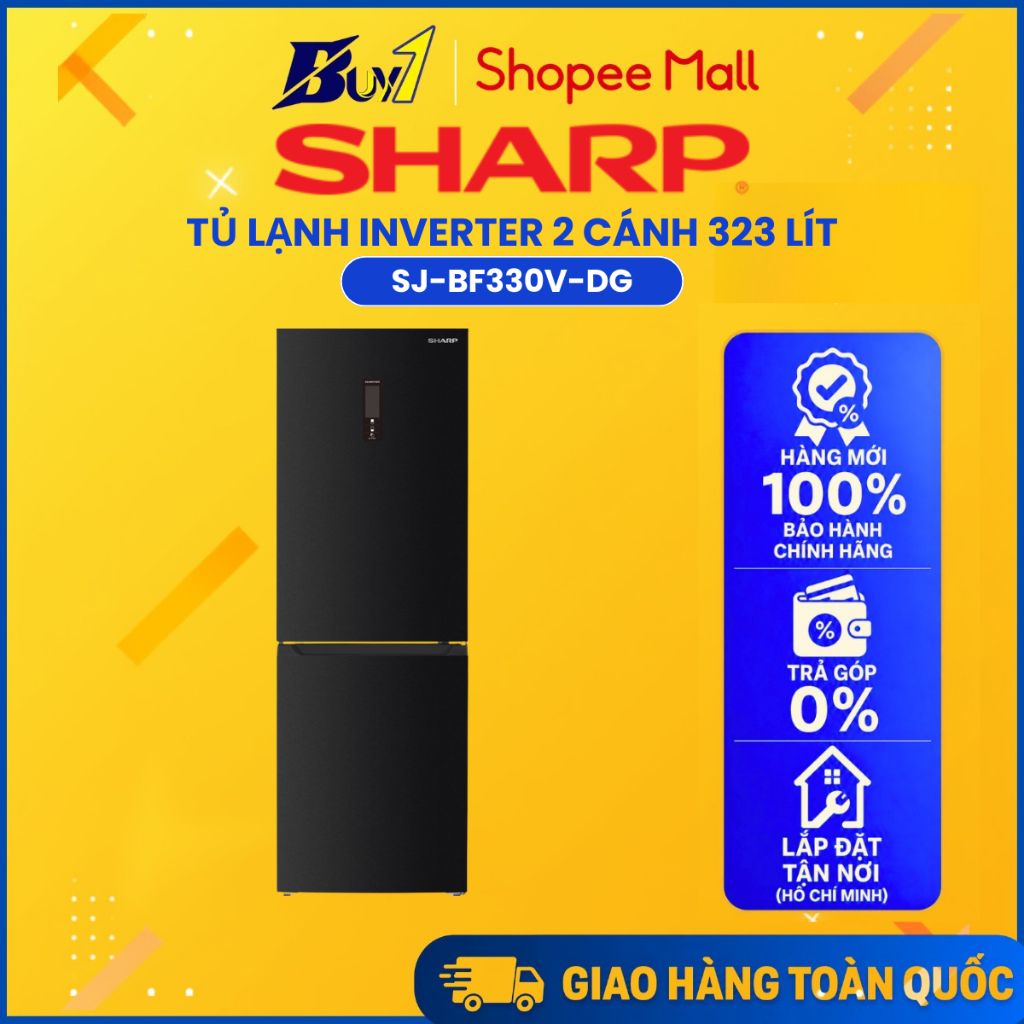 SJ-BF330V-DG - Tủ lạnh Sharp Inverter 323 lít  SJ-BF330V-DG - Hàng Chính Hãng