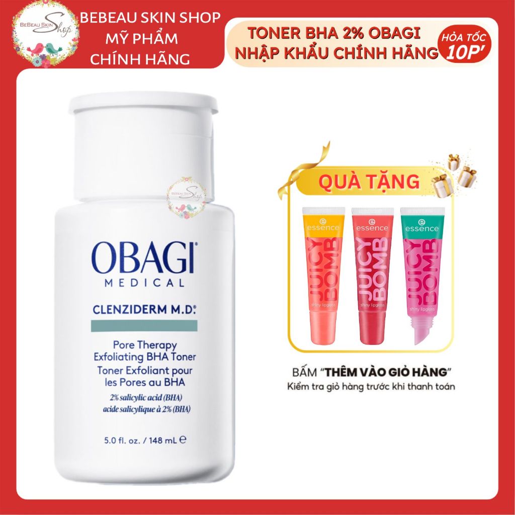 NƯỚC HOA HỒNG OBAGI MEDICAL CLENZIDERM M.D. PORE THERAPY EXFOLIATING BHA TONER NHẬP KHẨU CHÍNH HÃNG