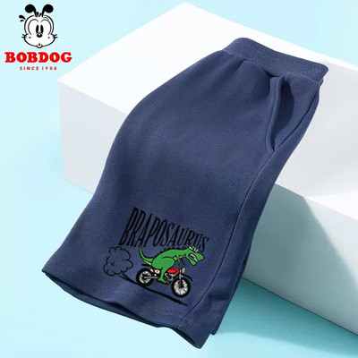 BST quần đùi bé trai BOBDOG chất liệu da cá cạp chun co dãn in hình khủng long cho bé