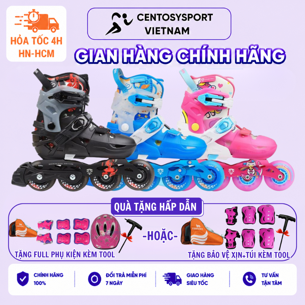 [Tặng Full] Giày Patin Trẻ Em [Centosy] Flying Eagle L6 - Có Đèn 8 Bánh Đèn Phát Sáng, Phanh Chân An