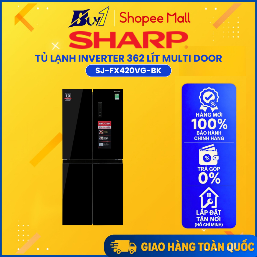 SJ-FX420VG-BK - Tủ lạnh Sharp Inverter 362 lít Multi Door SJ-FX420VG-BK - Hàng chính hãng