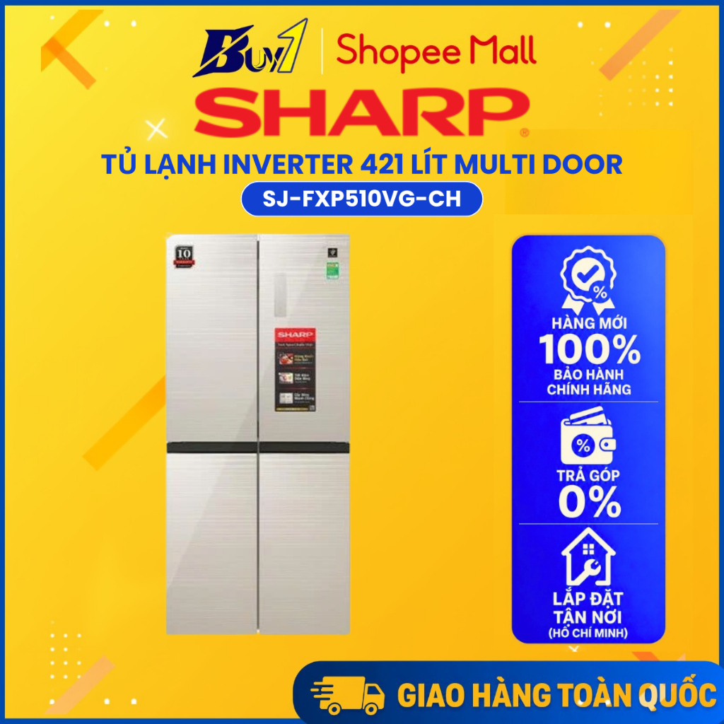 SJ-FXP510VG-CH - Tủ lạnh Sharp Inverter Multi Door 421 lít SJ-FXP510VG-CH - Hàng Chính Hãng