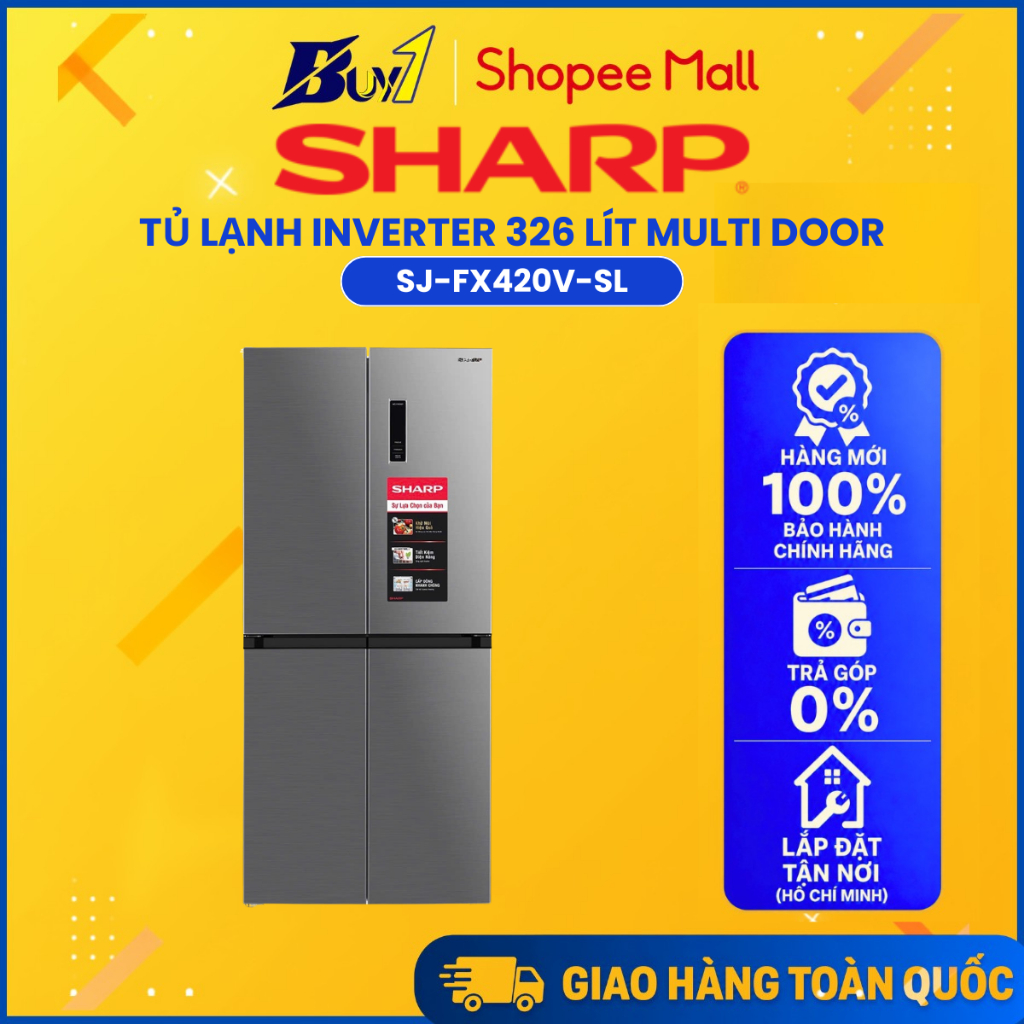 SJ-FX420V-SL - Tủ lạnh Sharp Inverter 362 lít SJ-FX420V-SL - Hàng chính hãng