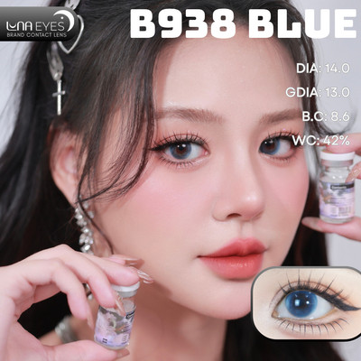[6 tháng] Lens mắt LUNA EYES B938 Blue màu xanh highlight đối xứng tự nhiên, không viền, size nhỏ