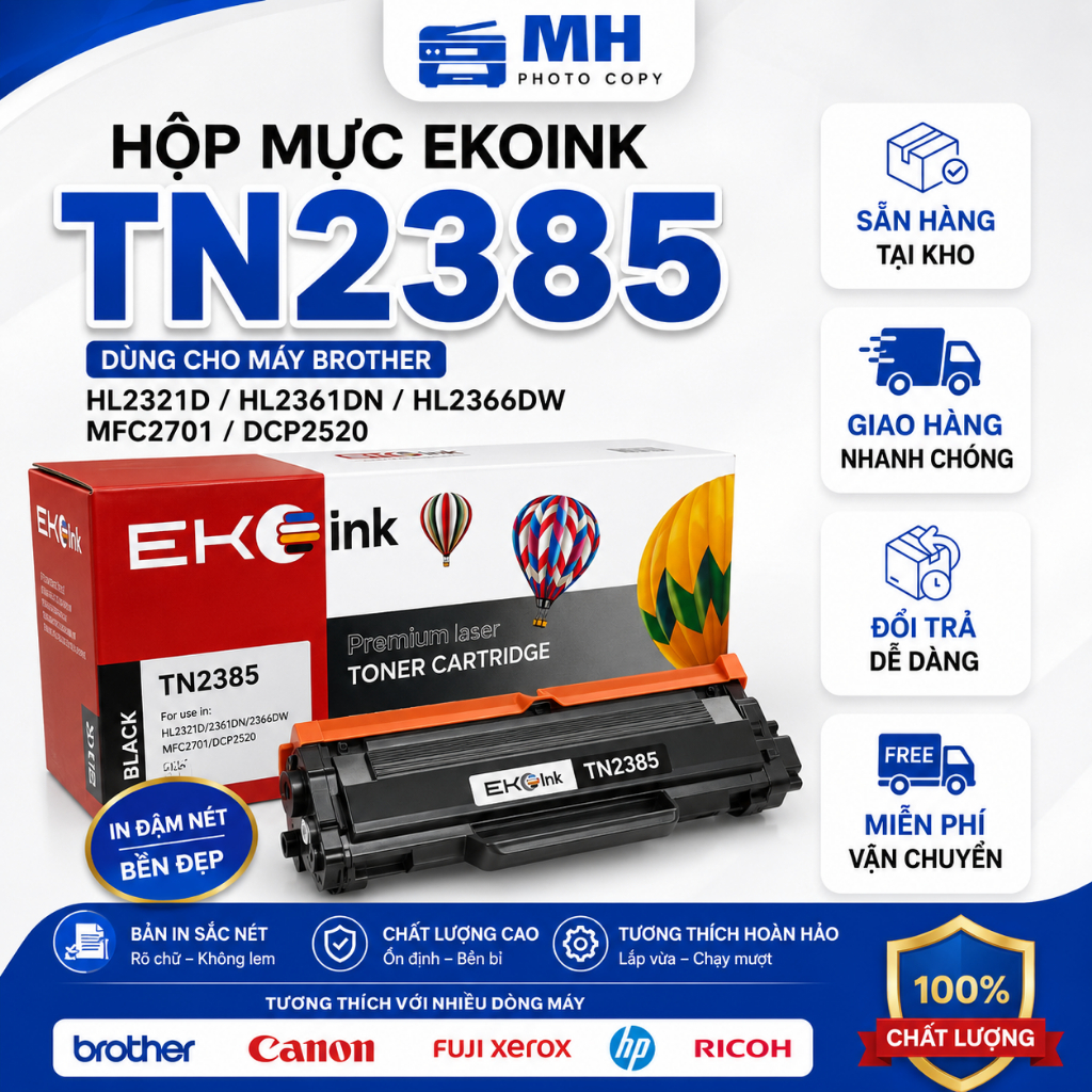 Hộp Mực Ekoink TN2385 – Cho Brother HL2321D/2361DN/2366DW/MFC2701/DCP2520
