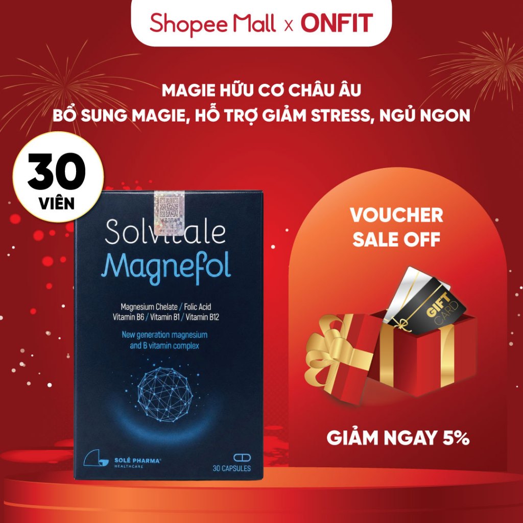 Viên Uống Bổ Sung Magie Hữu Cơ Châu Âu Solvitale Magnefol (30 Viên) Magie Bisglycinate, Vitamin B, H