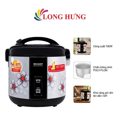 Nồi cơm điện nắp gài Sharp 1.8 lít KS-NR181STV - Hàng chính hãng