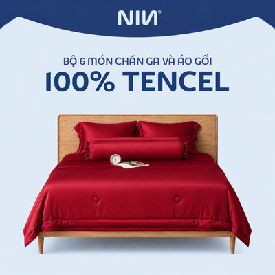 [TENCEL 100%] Fullset Bộ 6 Món Drap, Áo Gối, Mền Chần Tencel NIN FLORENCE 2026 | Màu Trơn | Mát Lạnh, Mềm Mại