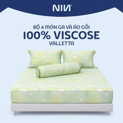 Bộ 4 Món Drap, Áo Gối NIN Valletta Viscose Mẫu 2024 | Nhiều Kích Thước | Chất Lụa Mềm Mát Cao Cấp
