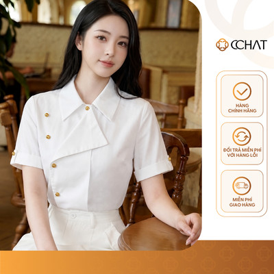 Áo Sơ Mi Nữ 𝐂𝐂𝐇𝐀𝐓 Dáng Suông Kiểu Freya Chất Liệu Thô Bamboo Cao Cấp 16FNT9080ST