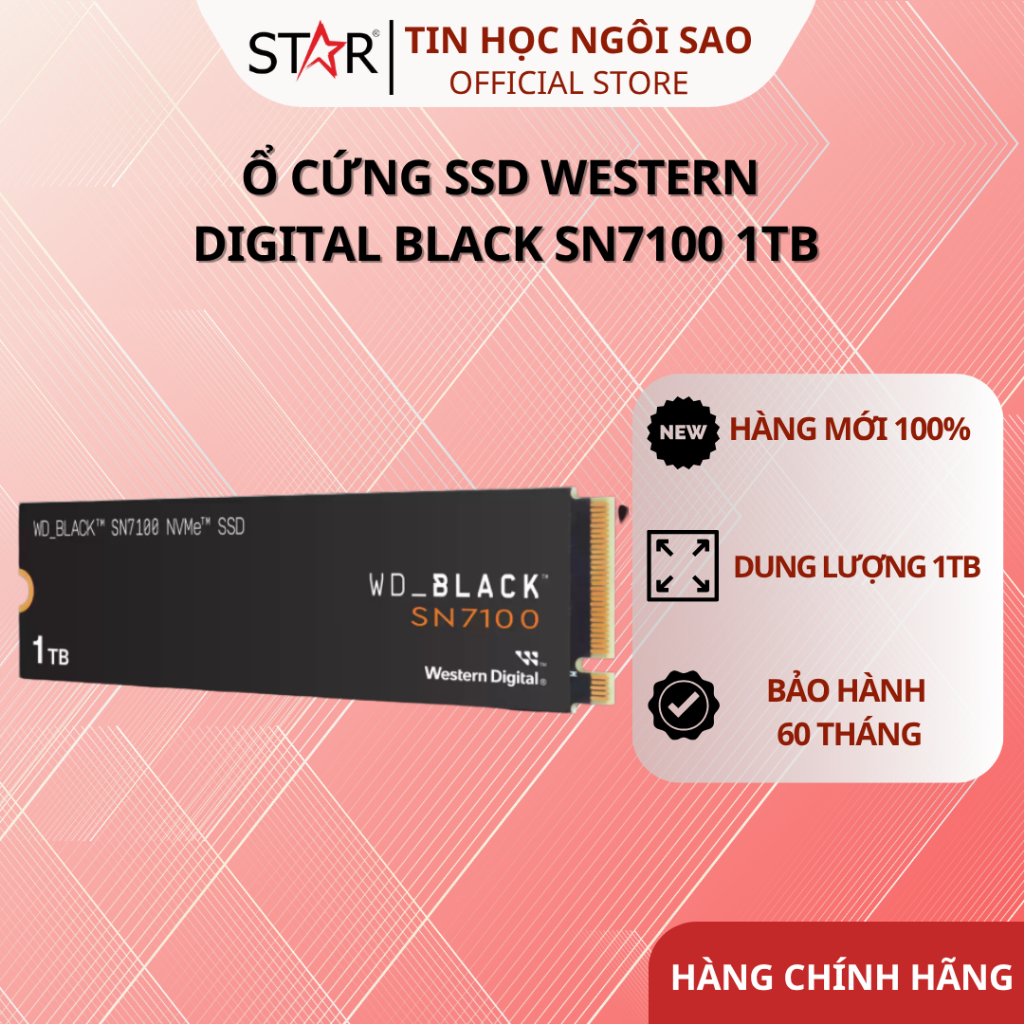 Ổ Cứng SSD Western Black 1TB SN7100 NVMe (WDS100T4X0E-00CJA0) - Bảo hành 60 tháng