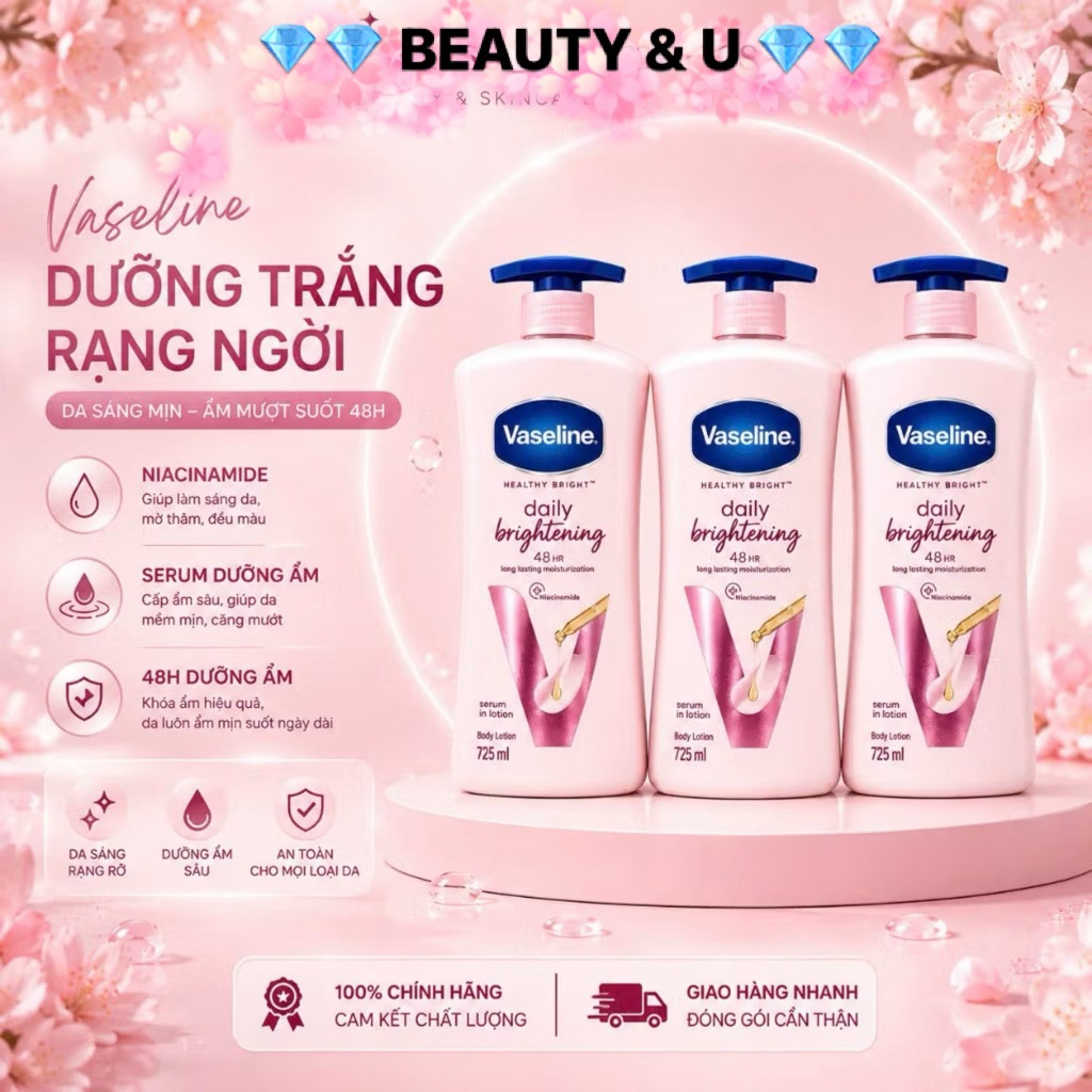 VASELINE 725ml - SỮA DƯỠNG THỂ TRẮNG SÁNG DA Vaseline Daily Brightening Body Lotion 725ml