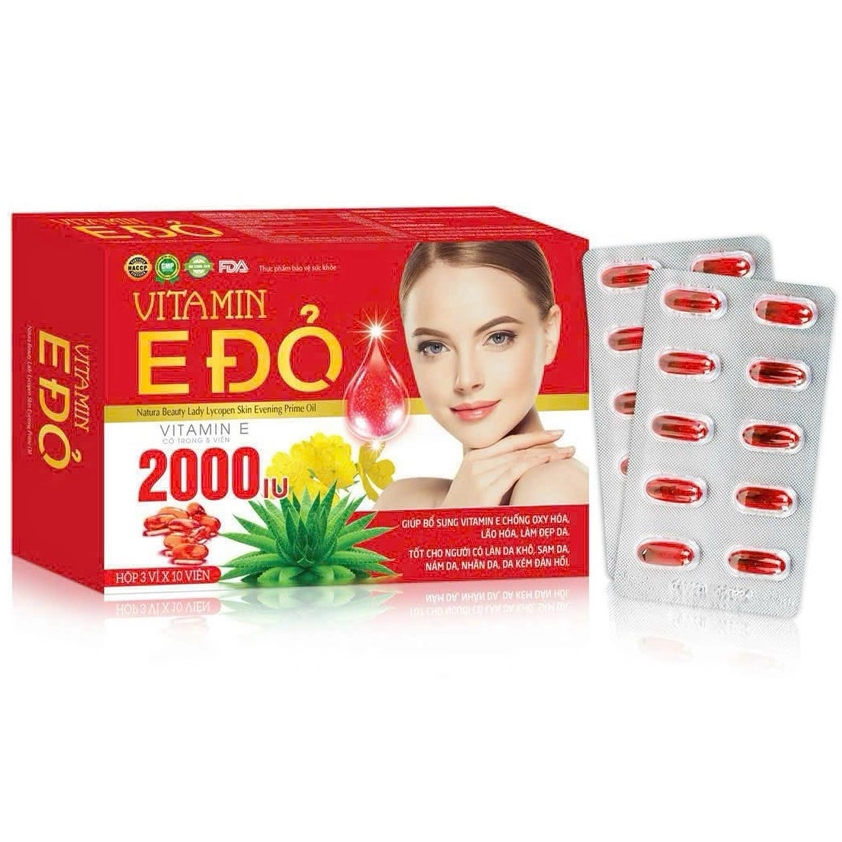 Vitamin E 2000iu E đỏ ROBINSON VITAMIN E  Viên uống Đẹp da, Chống lão hóa, Tái tạo da, Sáng da