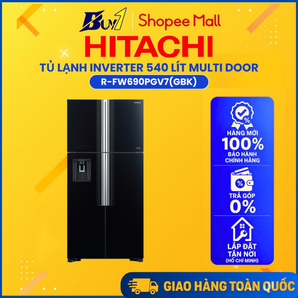 R-FW690PGV7(GBK) - Tủ lạnh Hitachi Inverter 540 lít R-FW690PGV7X (GBK) - Hàng Chính Hãng
