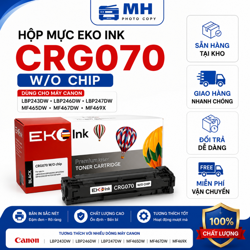 Hộp Mực EKO INK Canon 070 CRG070 Cho Canon LBP243DW LBP246DW LBP247DW MF465DW MF467DW MF469X In Đậm 