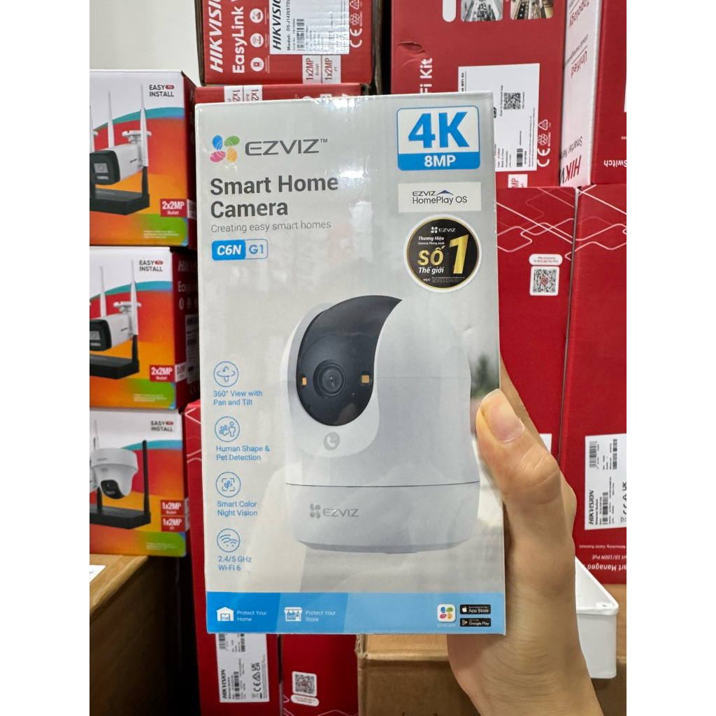 Camera wifi Ezviz C6N PRO 3MP C6N G1 5MP/8MP xoay 360 độ, theo dõi chuyển động, đàm thoại 2 chiều, B